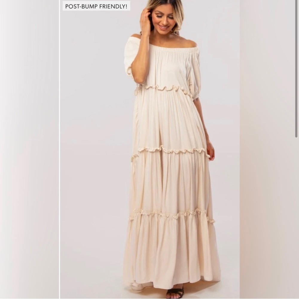 Pinkblush Tiered Maxi Sundress Cream - Picture 3 of 5